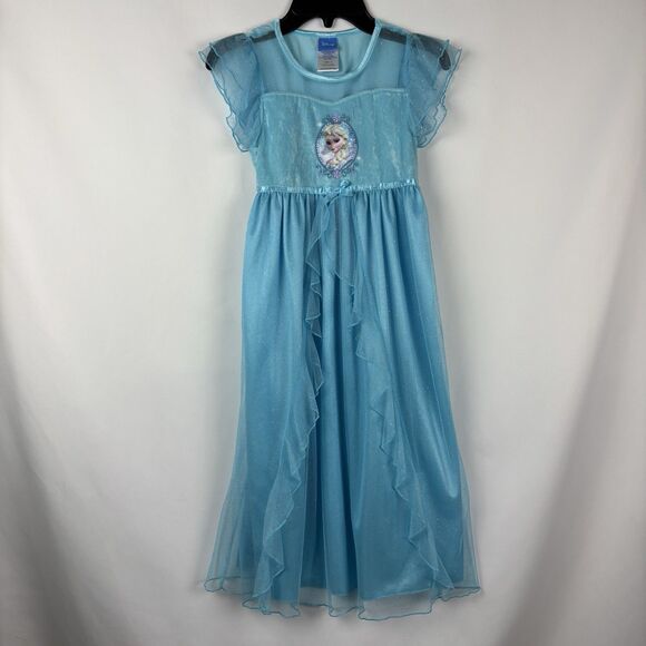 Disney Elsa Frozen Girls Costume/Night Gown/Play Dress Size 8 - Picture 1 of 7